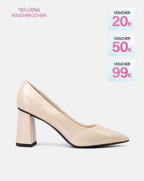  Giày Cao Gót Pump Gót Trụ Mũi Nhọn 