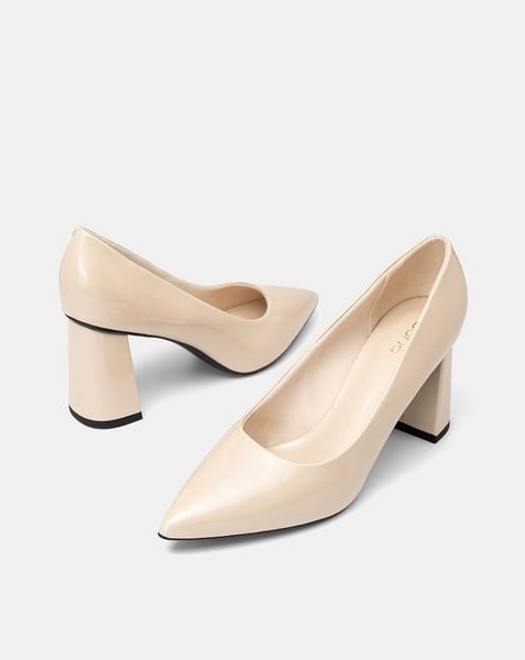  Giày Cao Gót Pump Gót Trụ Mũi Nhọn 