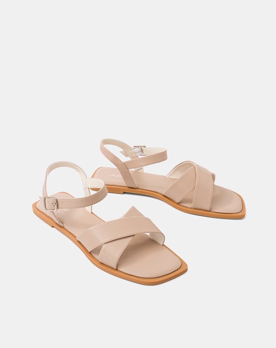  Giày Sandal Đế Bệt Phối Quai Vân Đan 