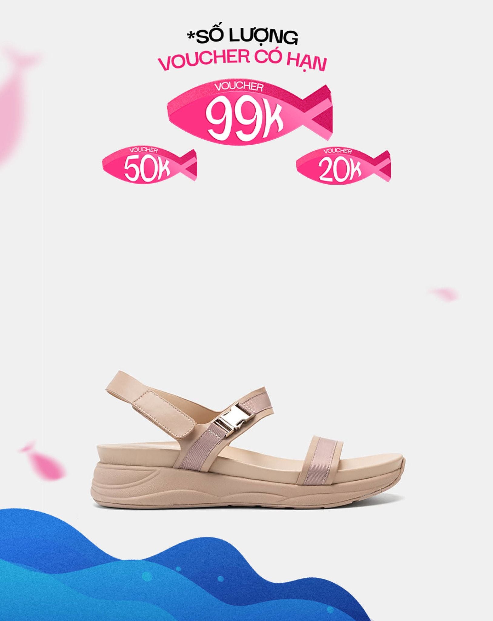  Giày Sandal Đế Thể Thao Phối Khóa Trang Trí 