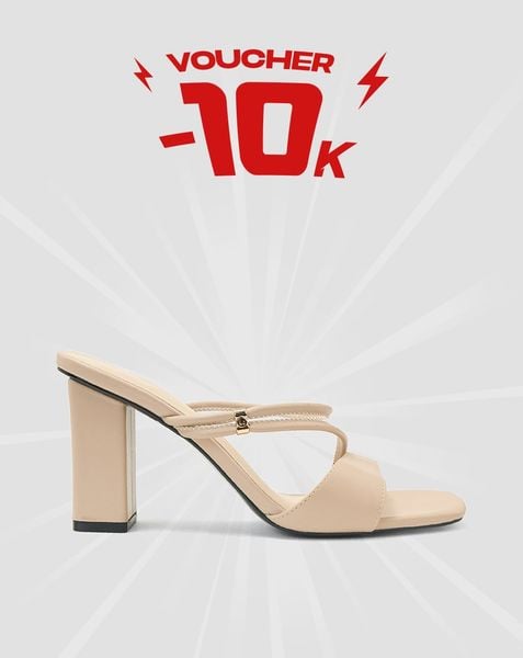  Giày Sandal Gót Vuông Phối Quai Kiểu 