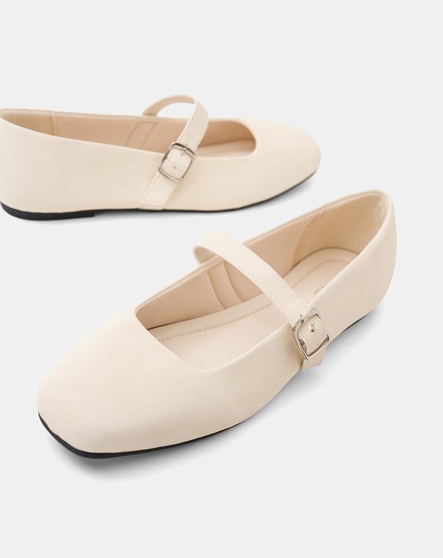  Giày Búp Bê Phối Chất Liệu Vân 