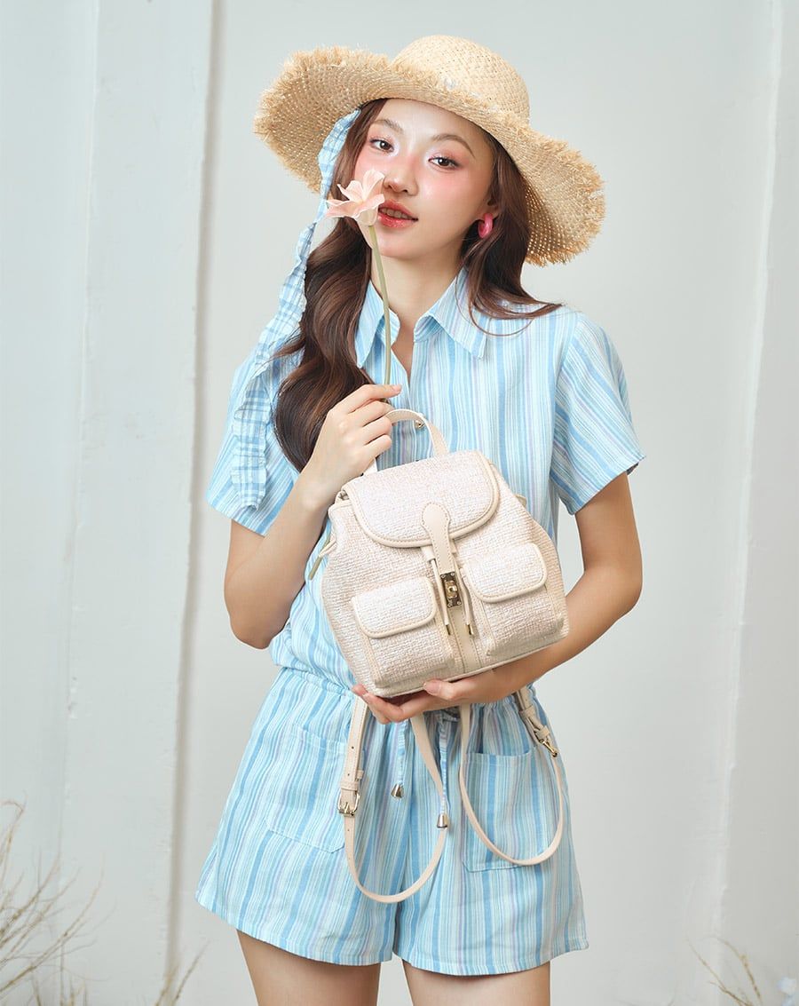  Balo Nắp Gập Phối Khoá Xoay 