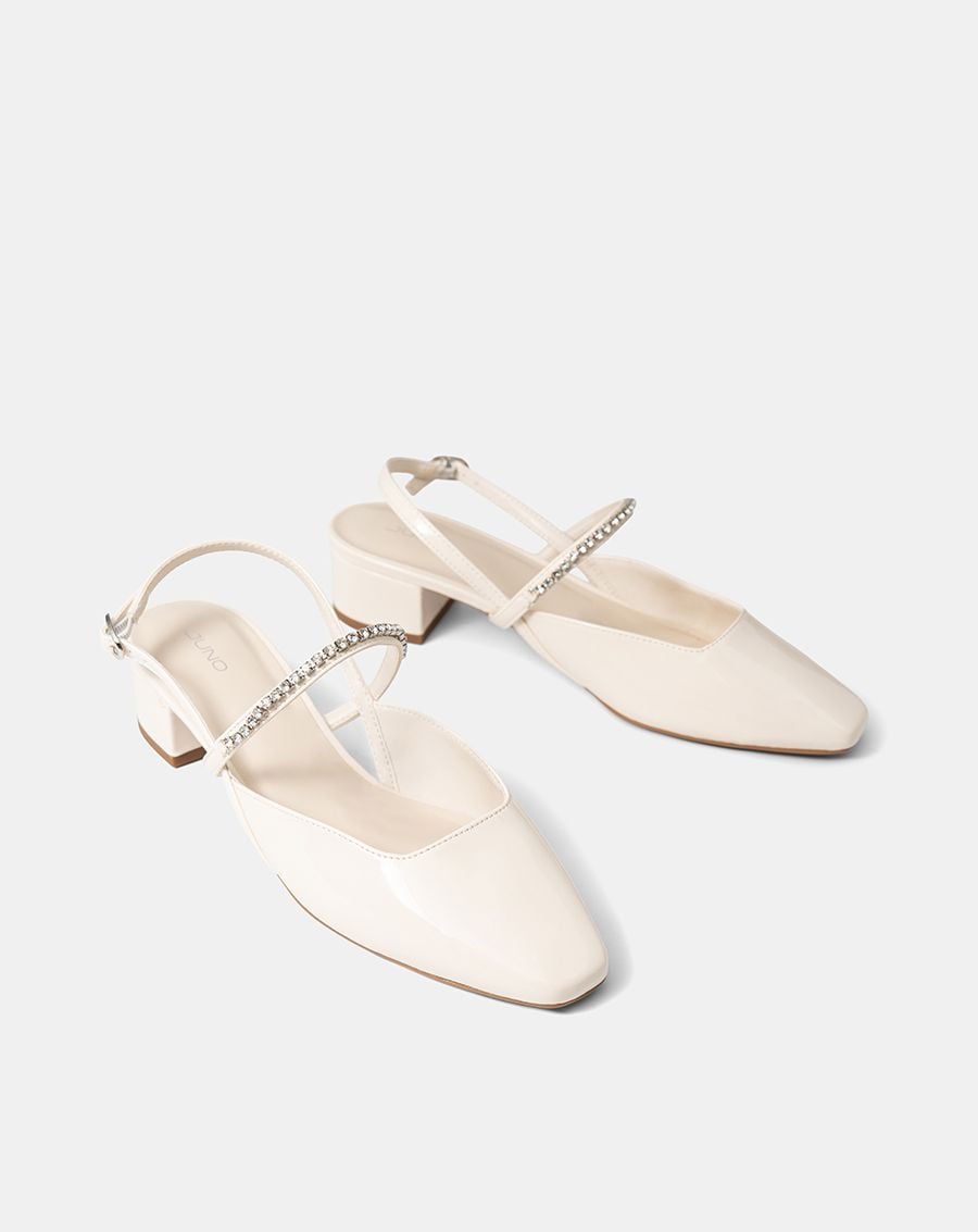  Giày Cao Gót Slingback Phối Dây Trang Trí 