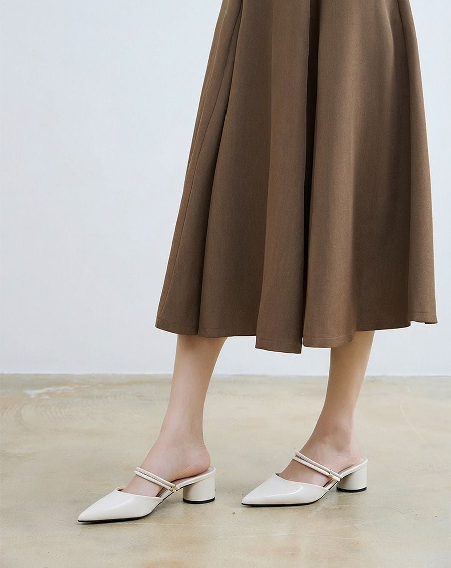  Giày Cao Gót Gót Trụ Phối Khóa 