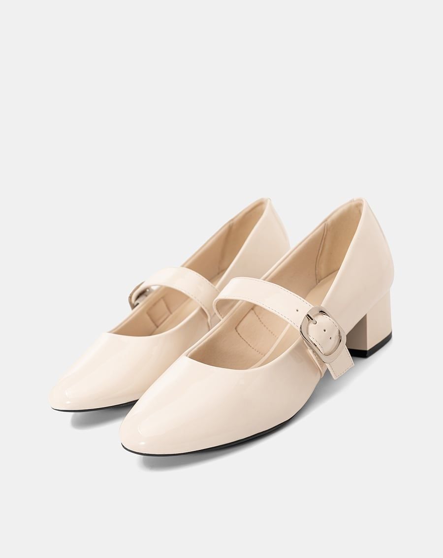  Giày Cao Gót Quai Mary Jane Phối Buckle 