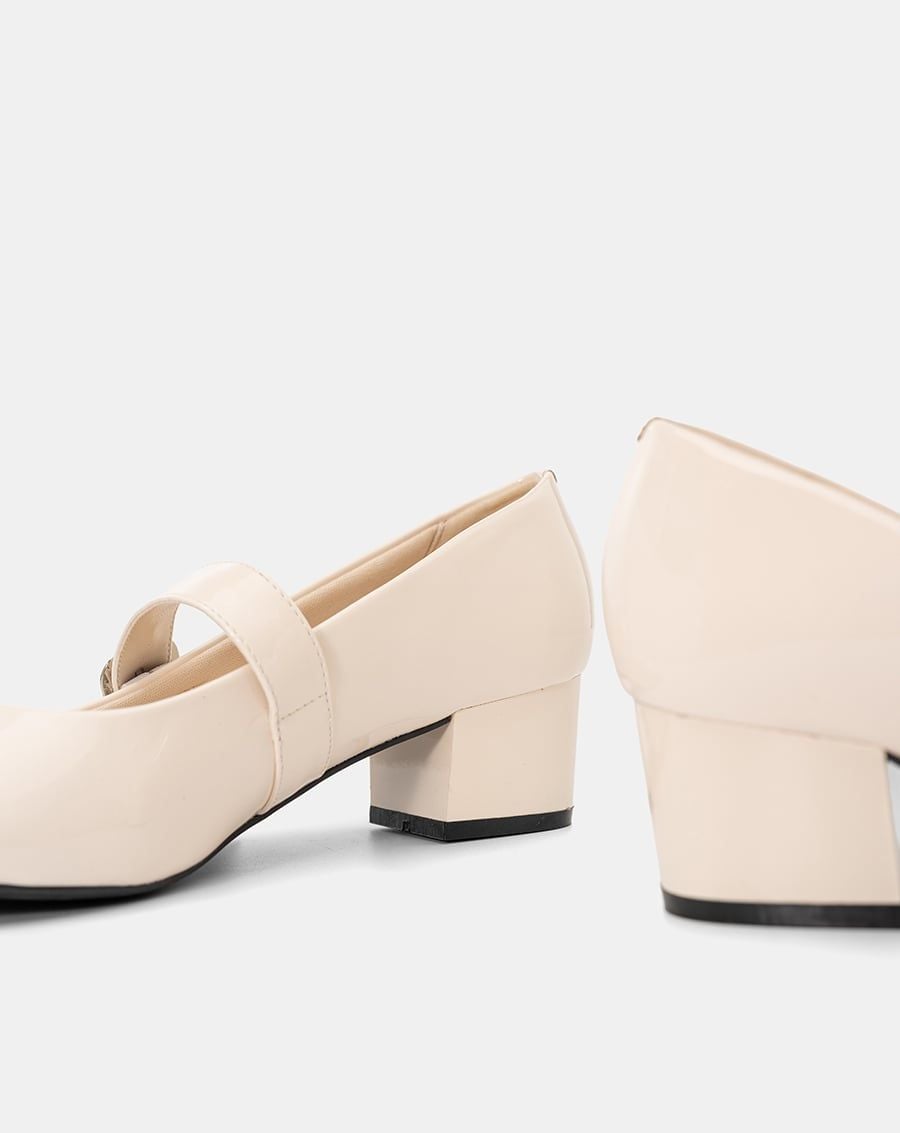  Giày Cao Gót Quai Mary Jane Phối Buckle 