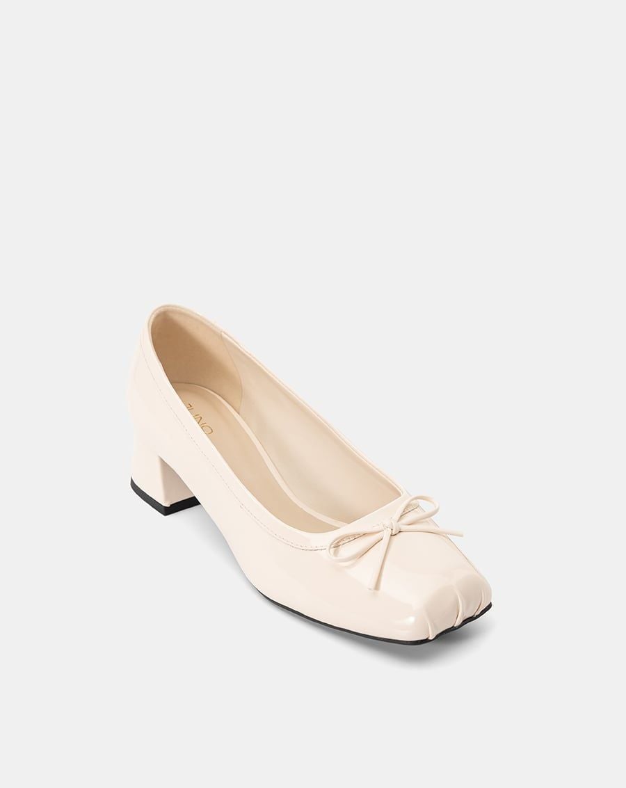  Giày Cao Gót Mũi Vuông Phối Nơ 