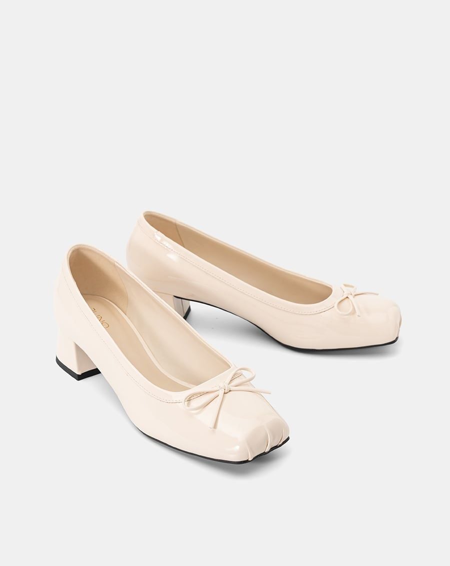  Giày Cao Gót Mũi Vuông Phối Nơ 