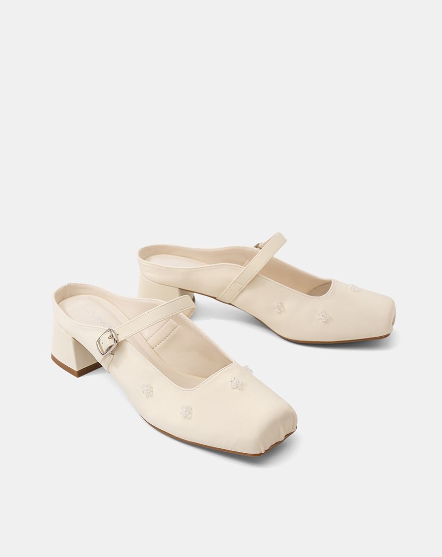  Giày Cao Gót Mũi Vuông Quai Mary Jane 