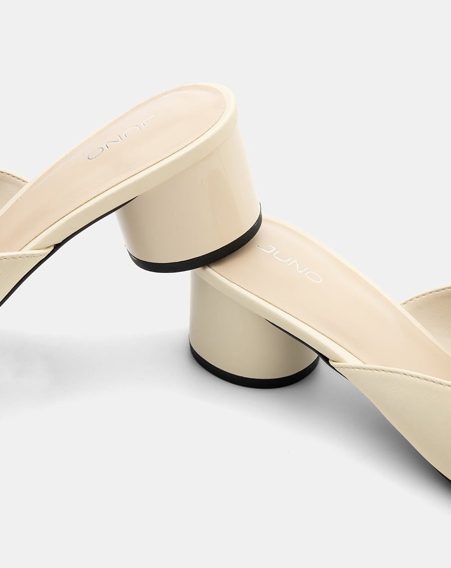  Giày Cao Gót Mules Phối Khóa Ngọc Trai 