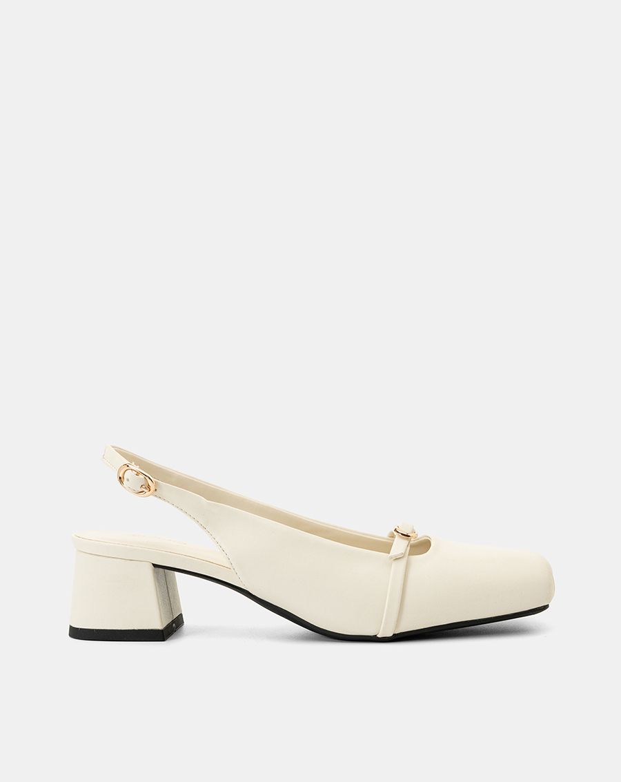  Giày Cao Gót Slingback Mũi Vuông 
