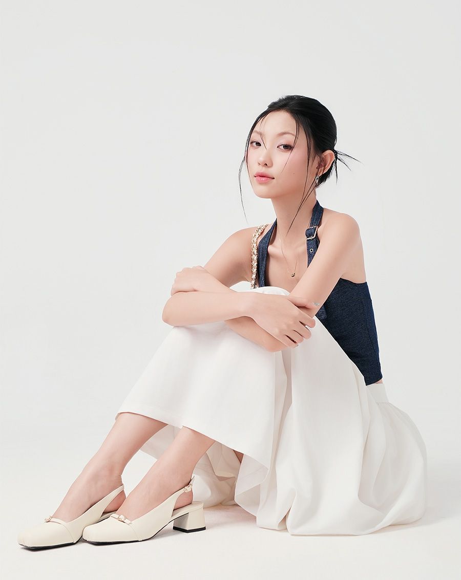  Giày Cao Gót Slingback Mũi Vuông 