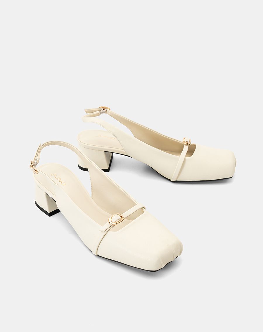  Giày Cao Gót Slingback Mũi Vuông 