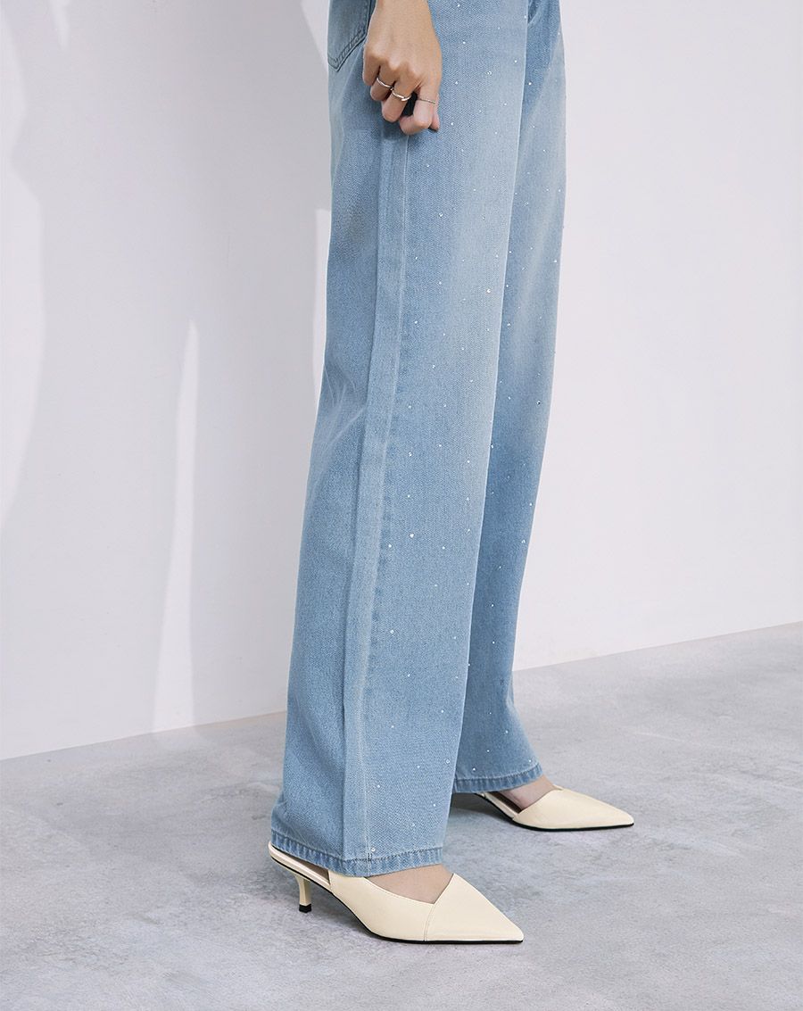  Giày Cao Gót Slingback Kitten Heel Mũi Nhọn 