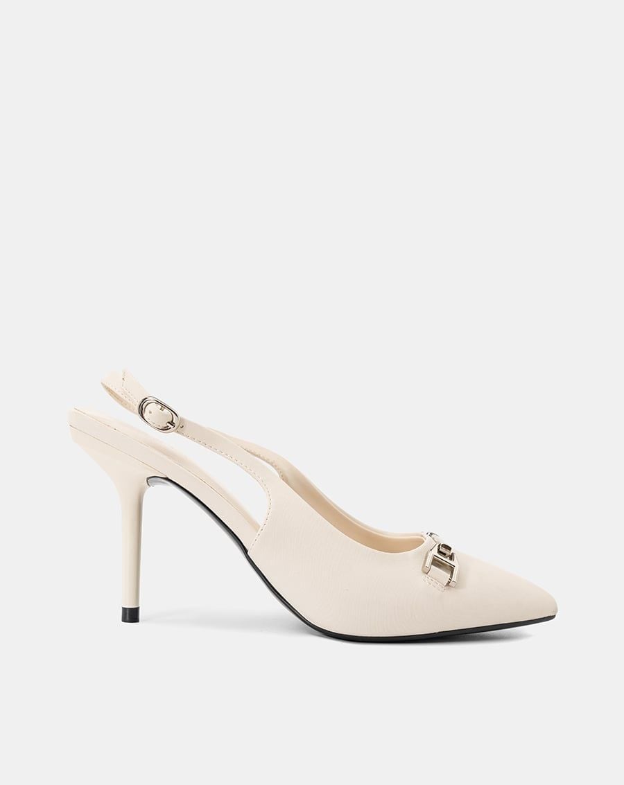  Giày Cao Gót Pump Slingback Phối Khoá 