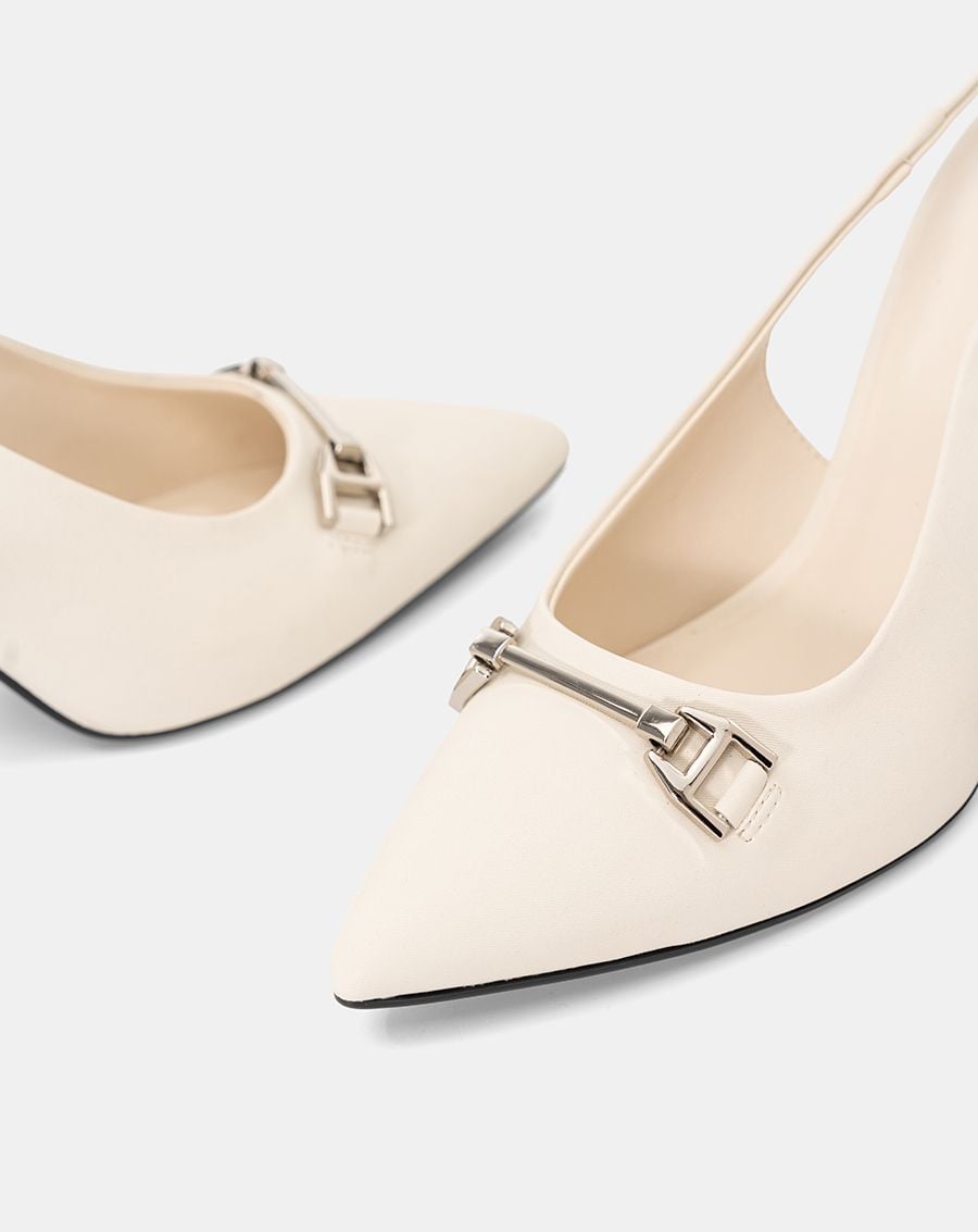  Giày Cao Gót Pump Slingback Phối Khoá 