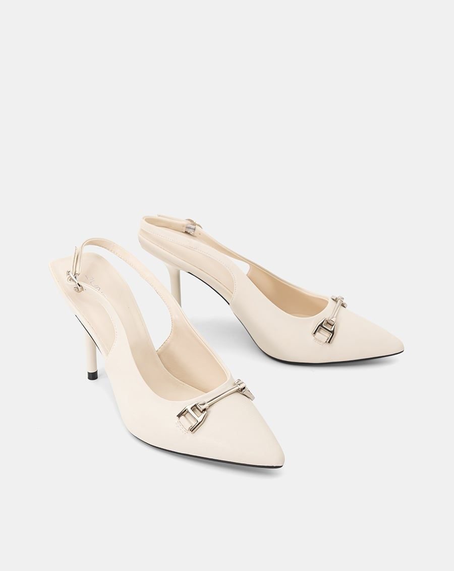  Giày Cao Gót Pump Slingback Phối Khoá 