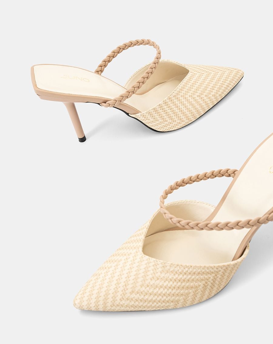  Giày Cao Gót Mules Quai Thắt Bính 