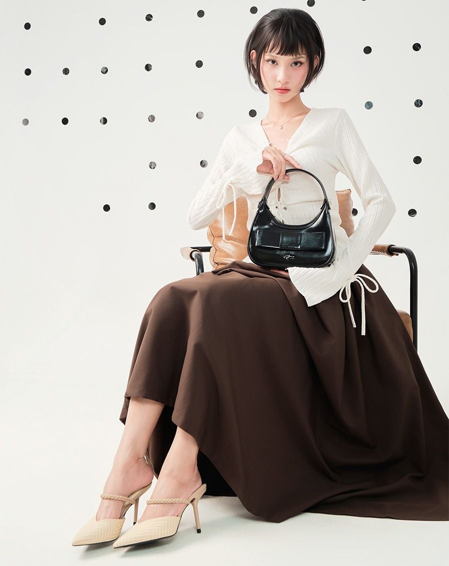  Giày Cao Gót Mules Quai Thắt Bính 