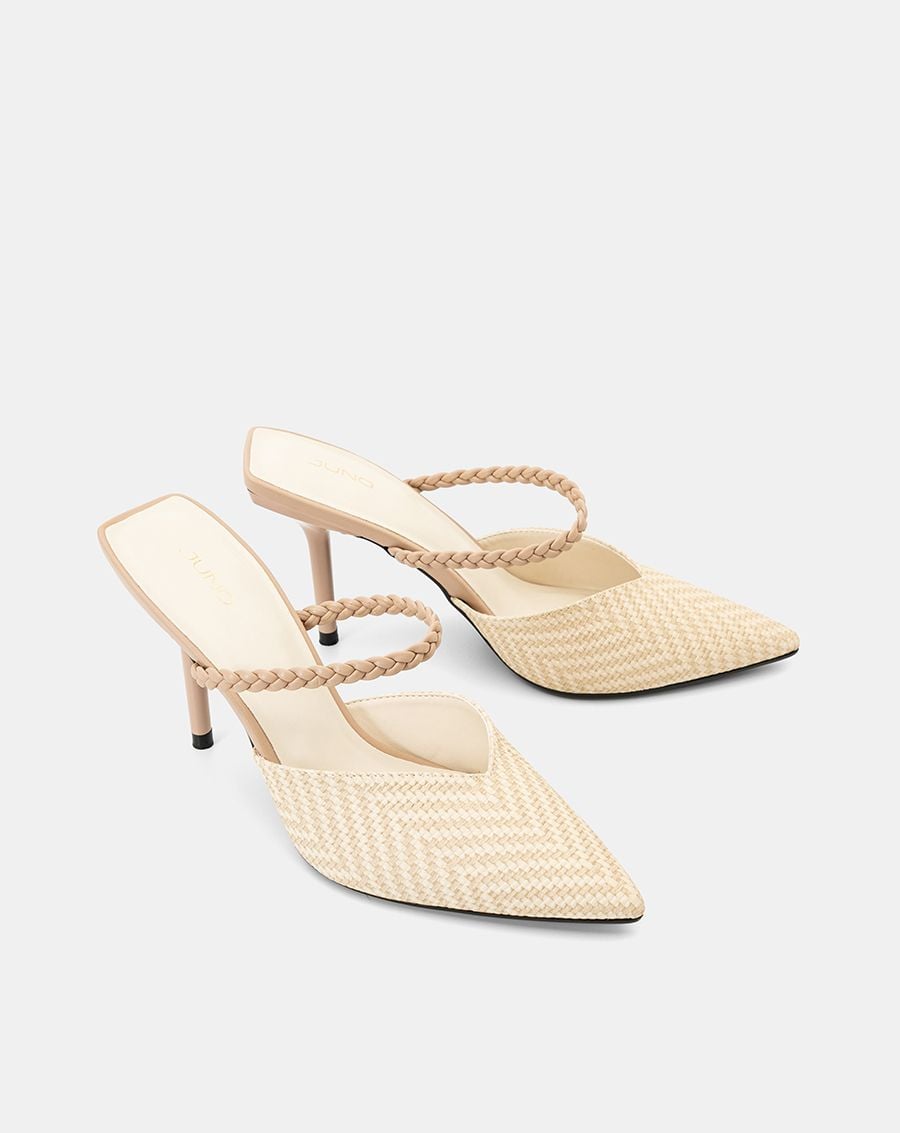  Giày Cao Gót Mules Quai Thắt Bính 