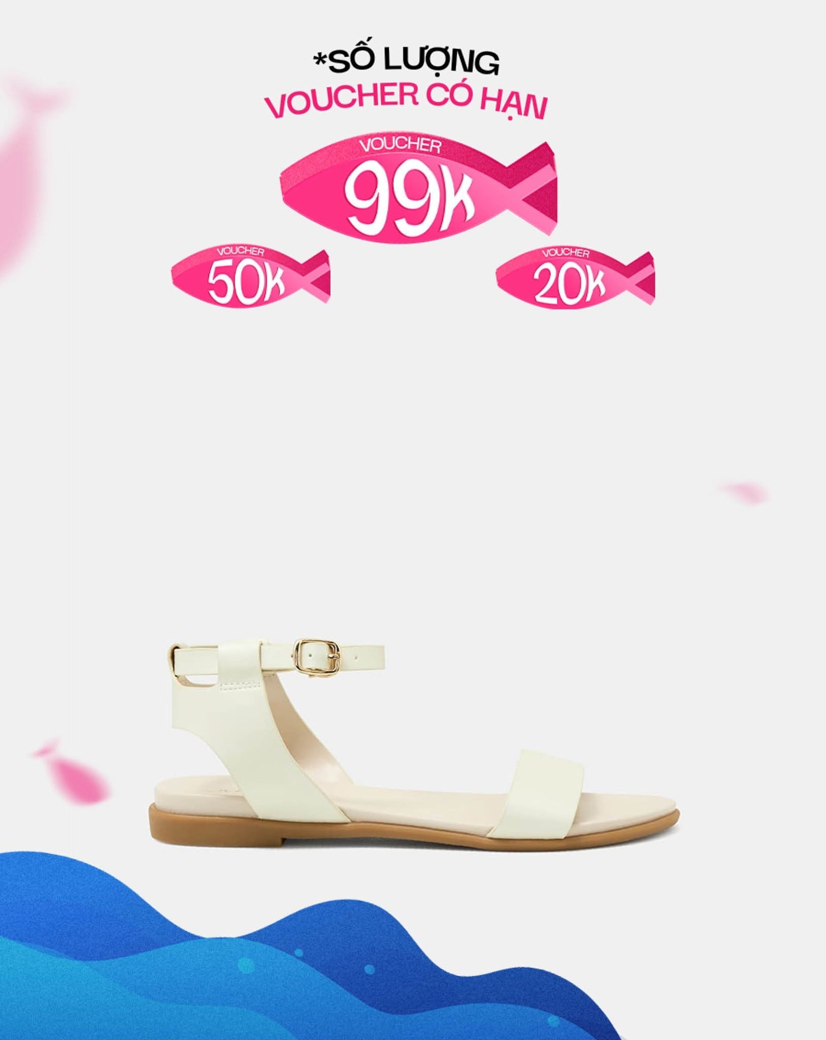  Giày Sandal Đế Bệt Quai Cổ Chân Phối Quai Ngang 