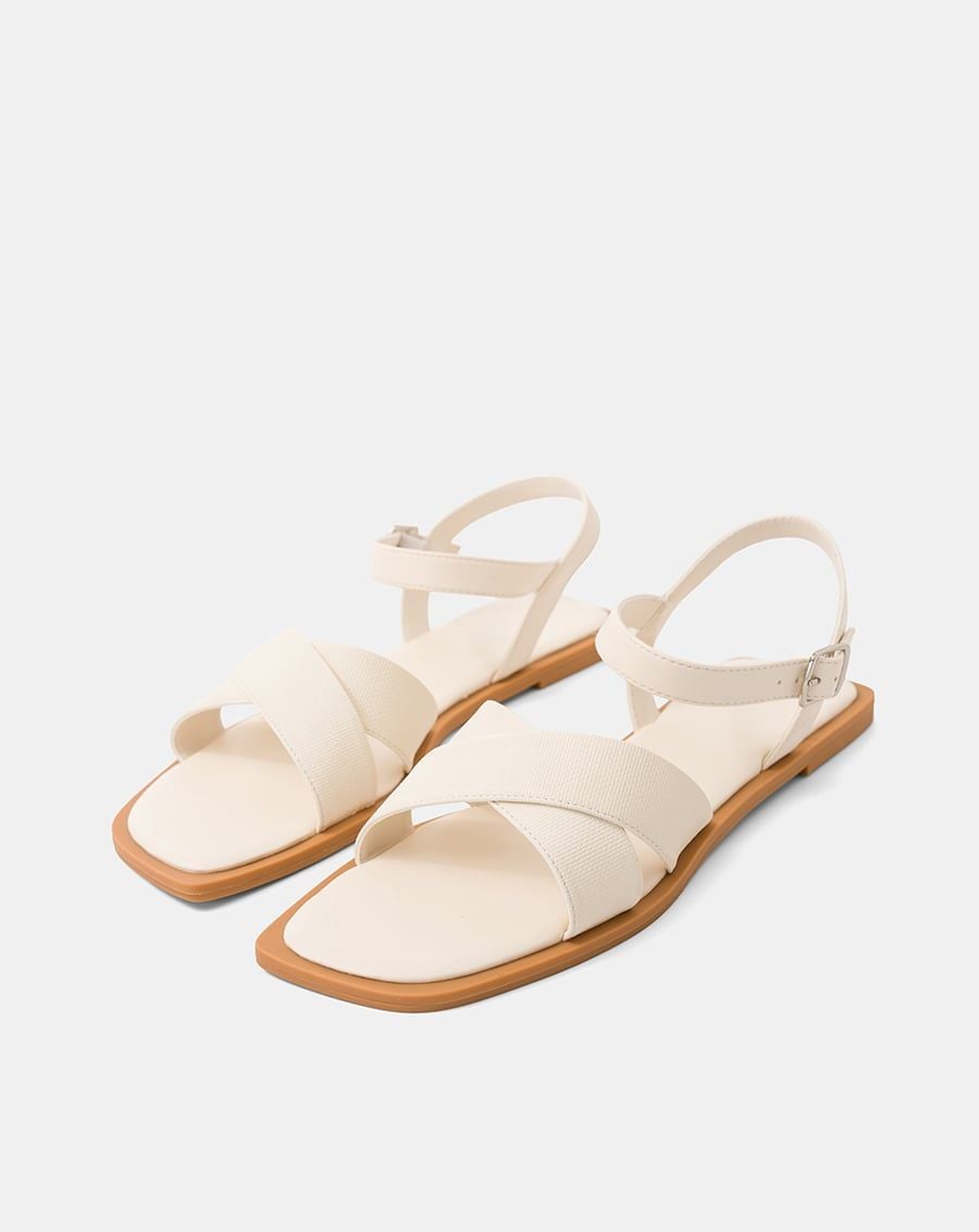  Giày Sandal Đế Bệt Phối Quai Vân Đan 