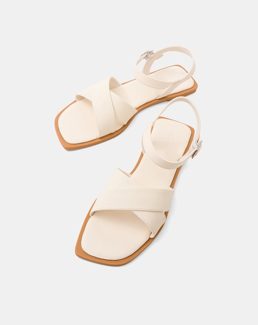  Giày Sandal Đế Bệt Phối Quai Vân Đan 