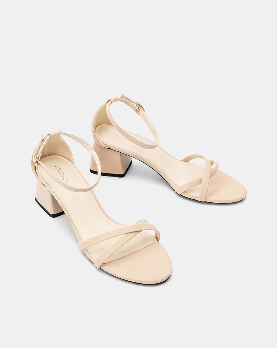  Giày Sandal Gót Vuông Quai Chéo 