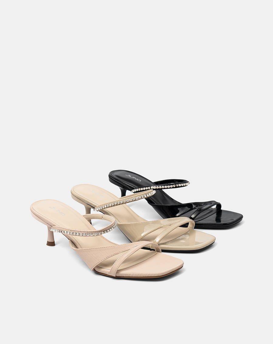  Giày Sandal Mules Phối Dây Trang Trí 
