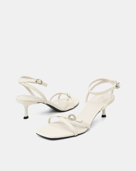  Giày Sandal Cao Gót Quai Chéo Buckle Đính Đá 