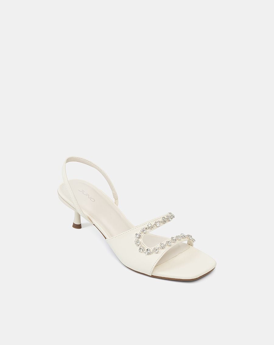  Giày Sandal Cao Gót Quai Cách Điệu Đính Dây Đá 