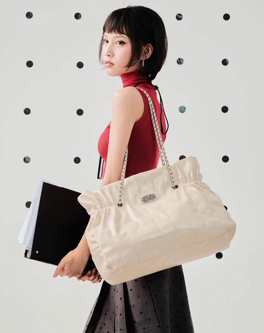  Túi Xách Lớn Tote Bag Form Mềm Phối Khoá 