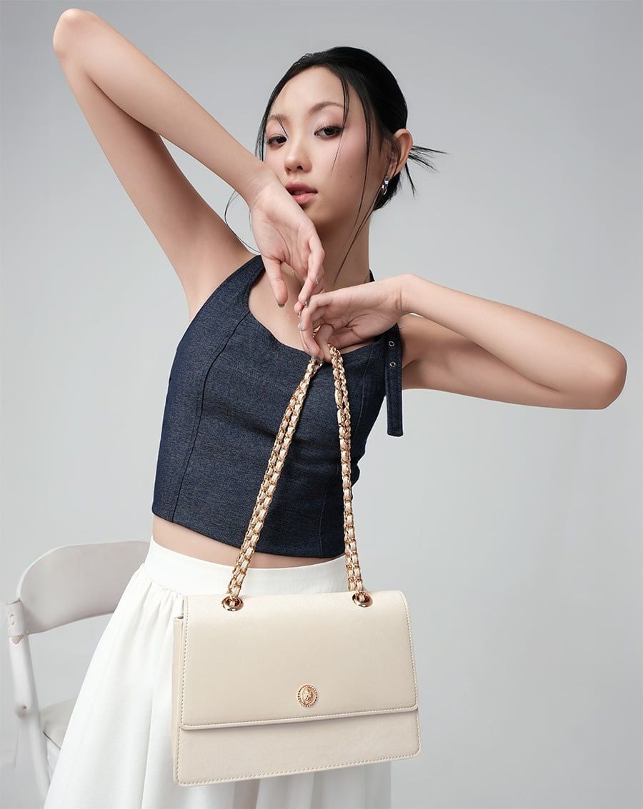  Túi Xách Nhỏ Đeo Vai Phối Khoá Trang Trí 