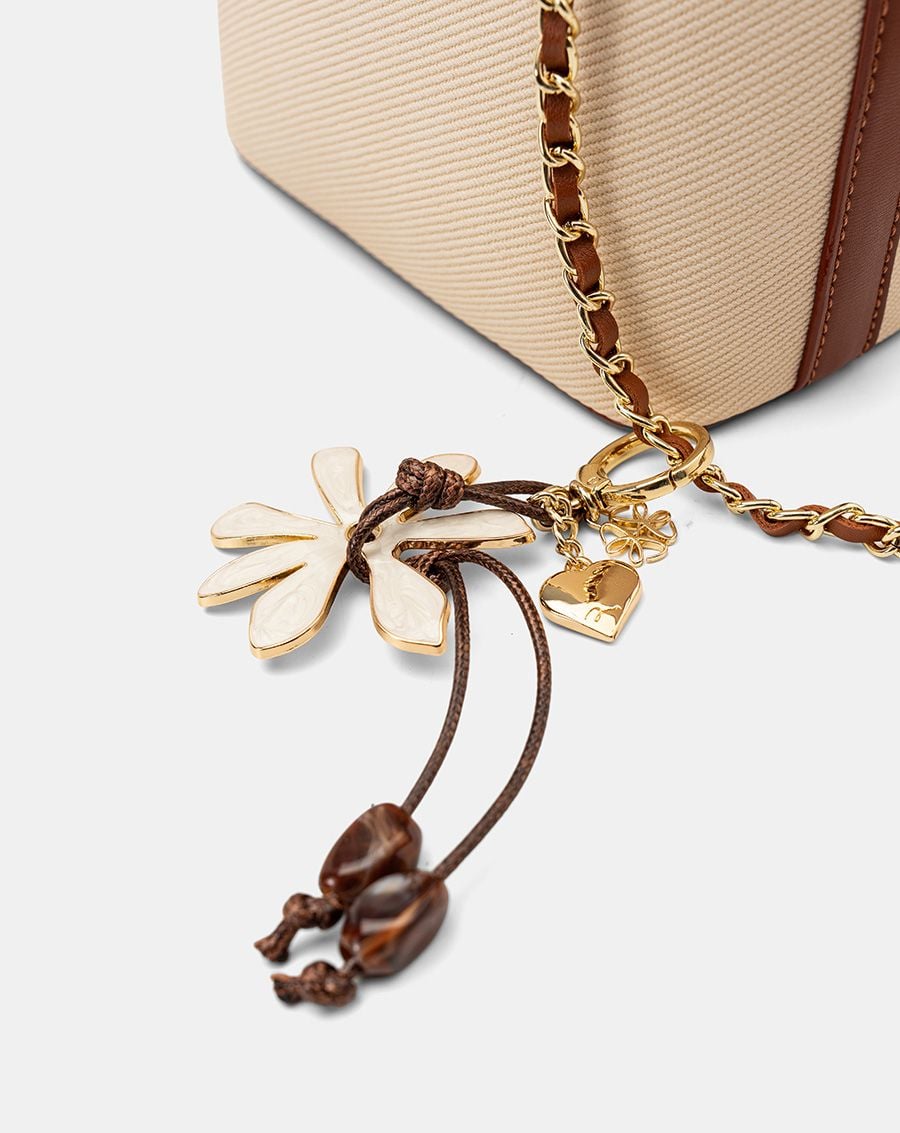  Túi Xách Nhỏ Tote Bag Phối Charm Hoa 