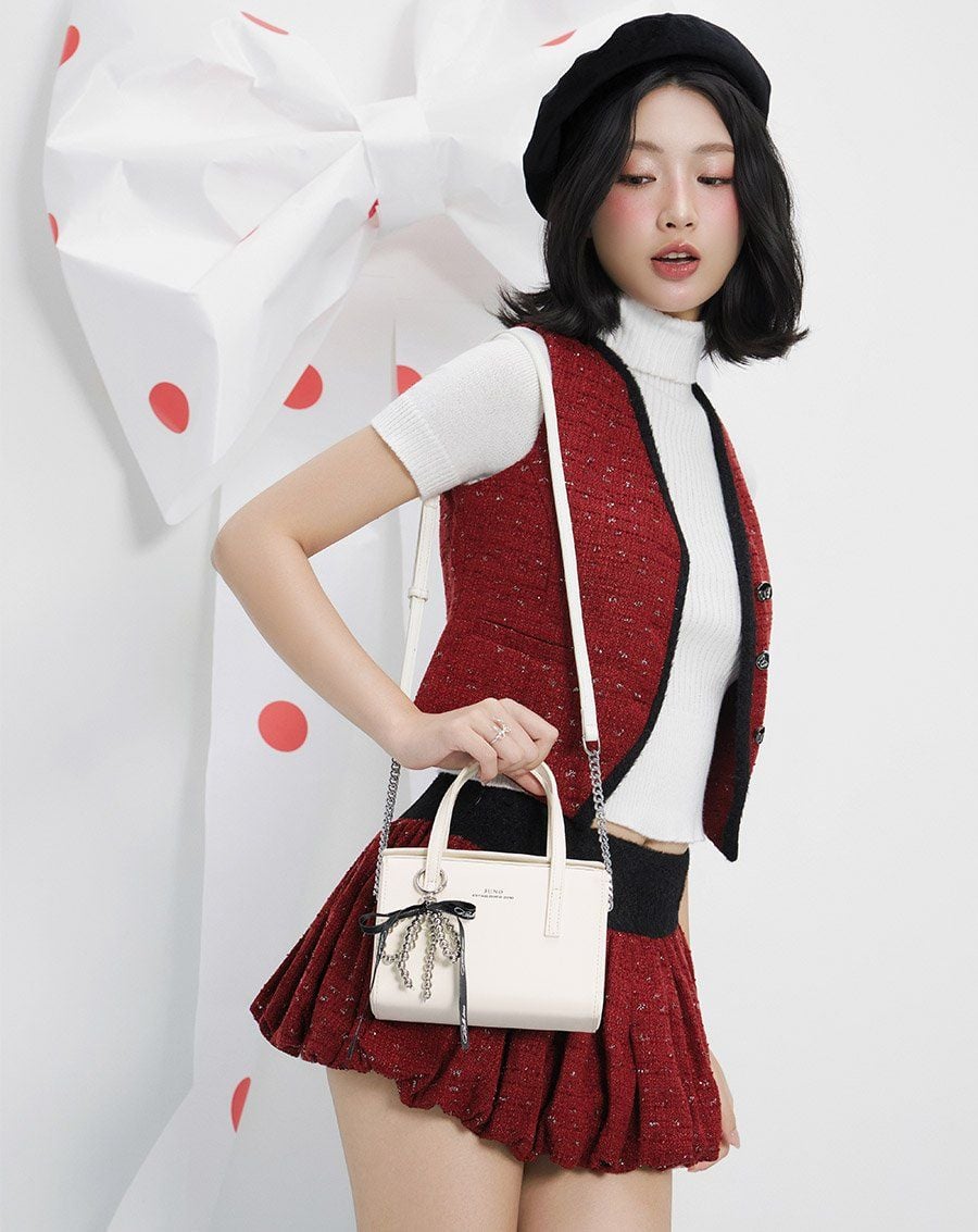  Túi Xách Nhỏ Dạng Hộp Trang Trí Charm Nơ 