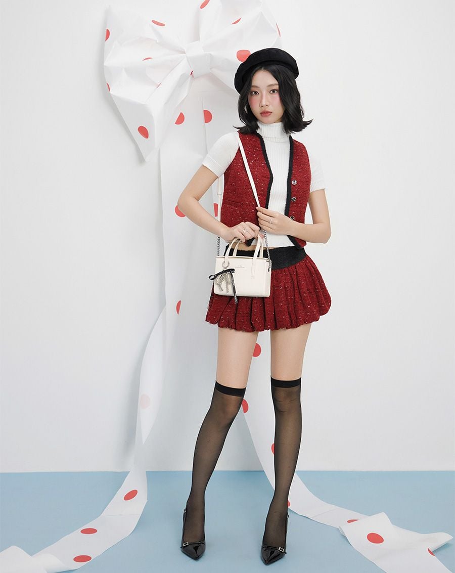  Túi Xách Nhỏ Dạng Hộp Trang Trí Charm Nơ 