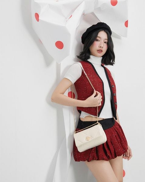  Túi Xách Nhỏ Nắp Gập Trang Trí Khoá 