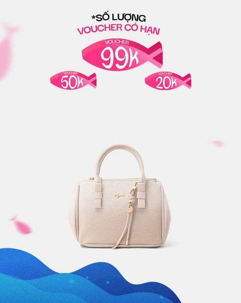  Túi Xách Nhỏ Tay Cầm Nơ Phối Charm 