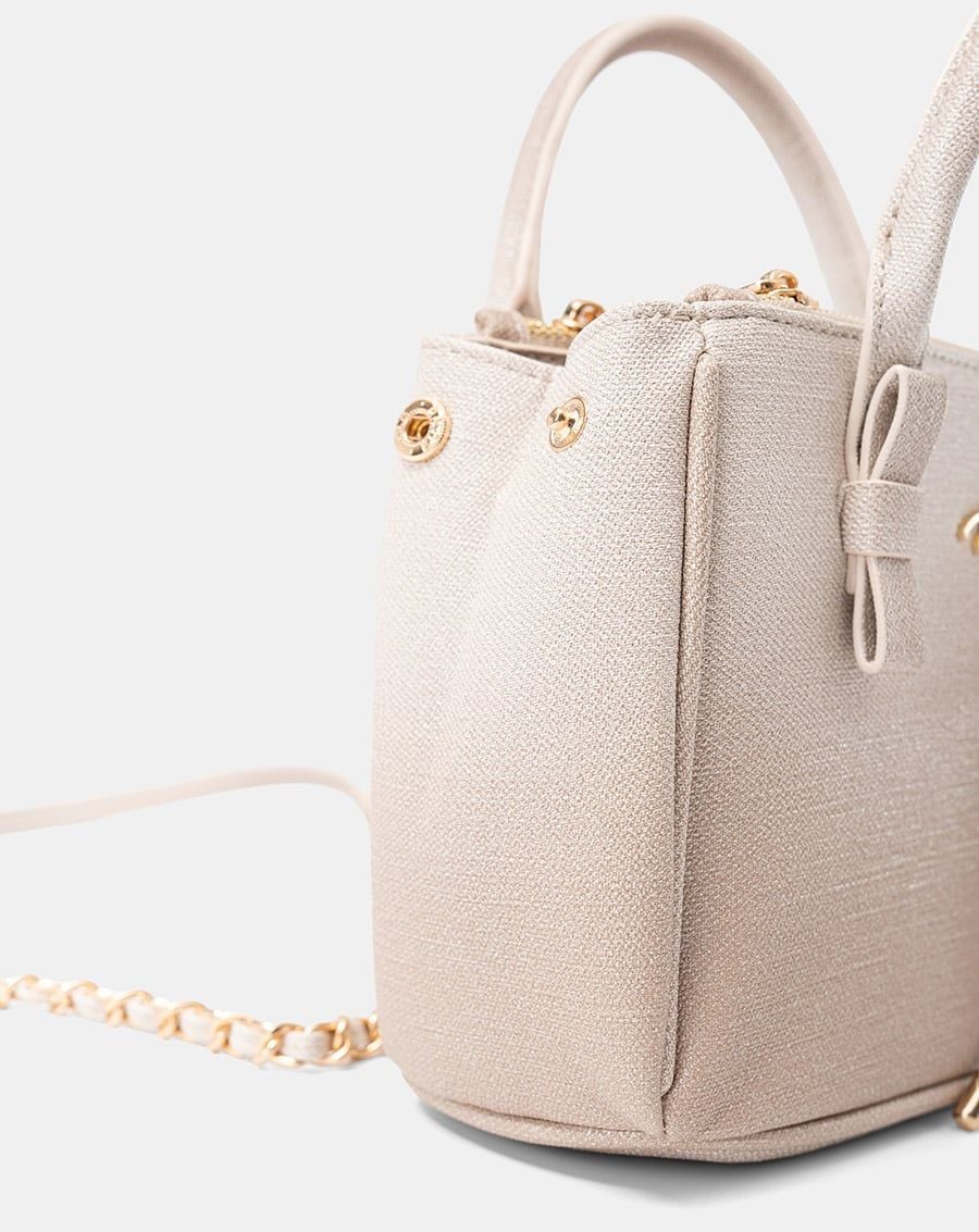  Túi Xách Nhỏ Tay Cầm Nơ Phối Charm 