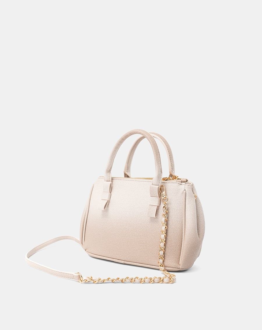  Túi Xách Nhỏ Tay Cầm Nơ Phối Charm 