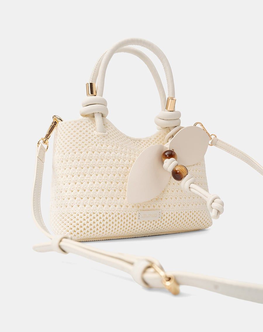  Túi Xách Nhỏ Vải Dệt Phối Charm 