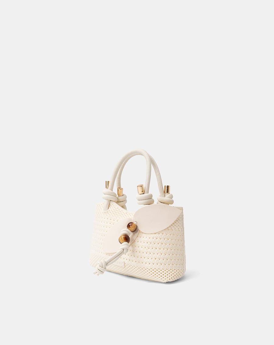  Túi Xách Nhỏ Vải Dệt Phối Charm 