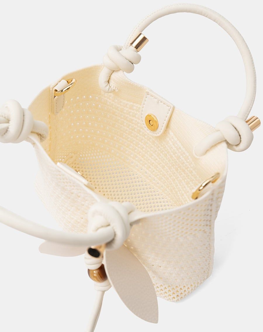  Túi Xách Nhỏ Vải Dệt Phối Charm 