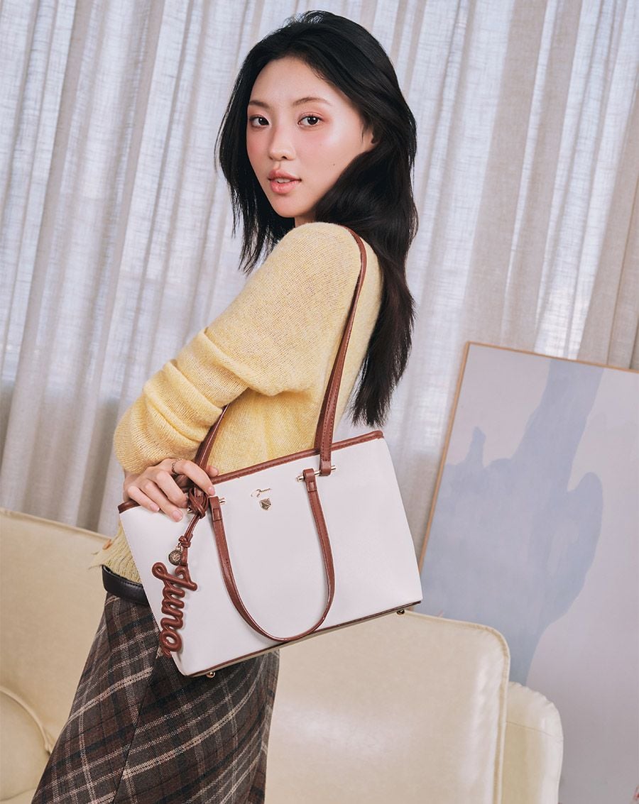  Túi Xách Trung Tote Bag Double-Handle Trang Trí Charm Juno 