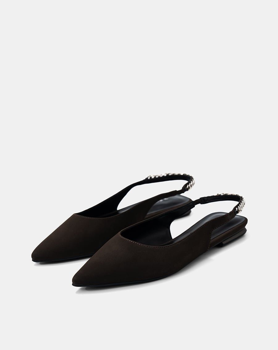  Giày Búp Bê Slingback Phối Dây Xích 