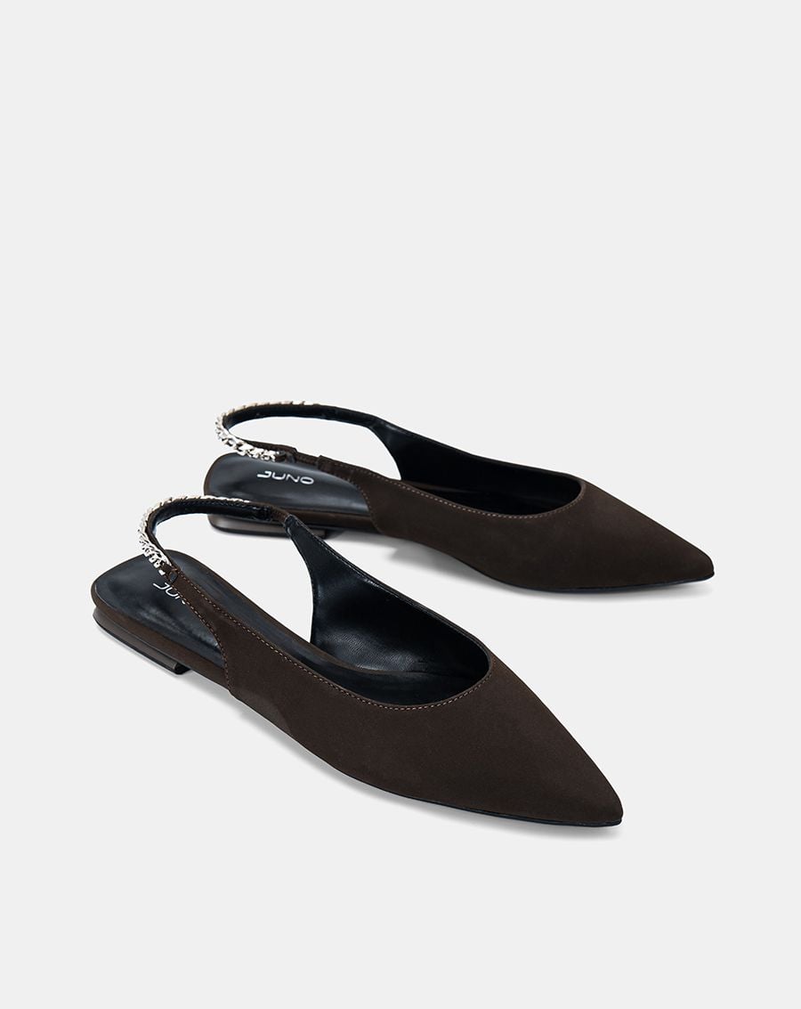  Giày Búp Bê Slingback Phối Dây Xích 