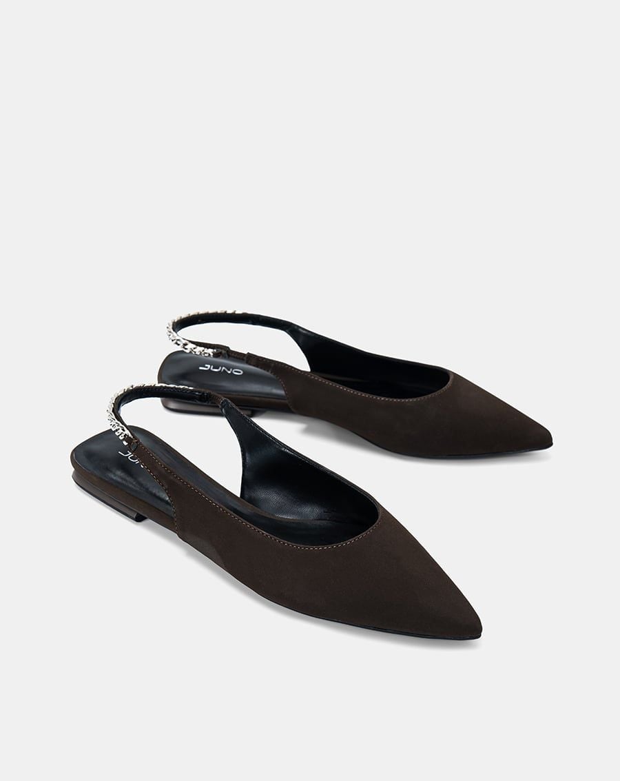  Giày Búp Bê Slingback Phối Dây Xích 