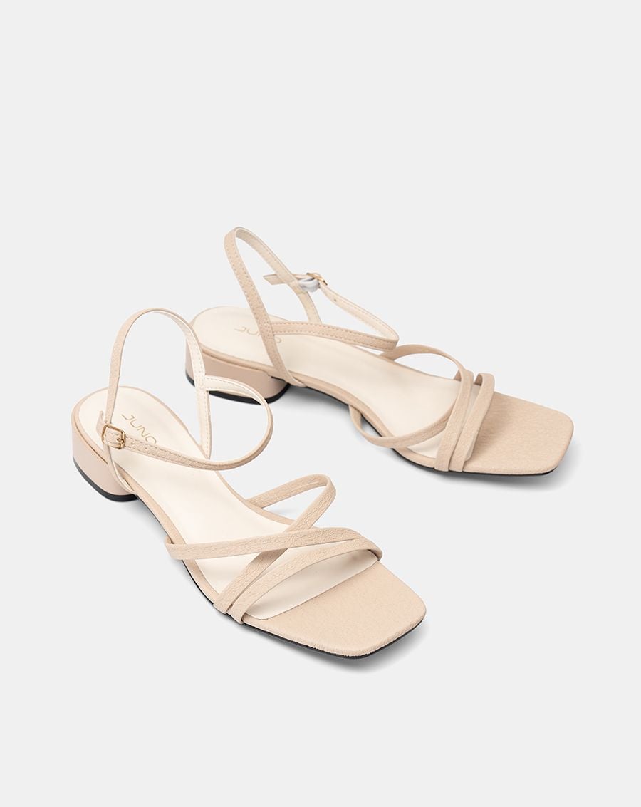  Giày Sandal Gót Thấp Quai Chéo 