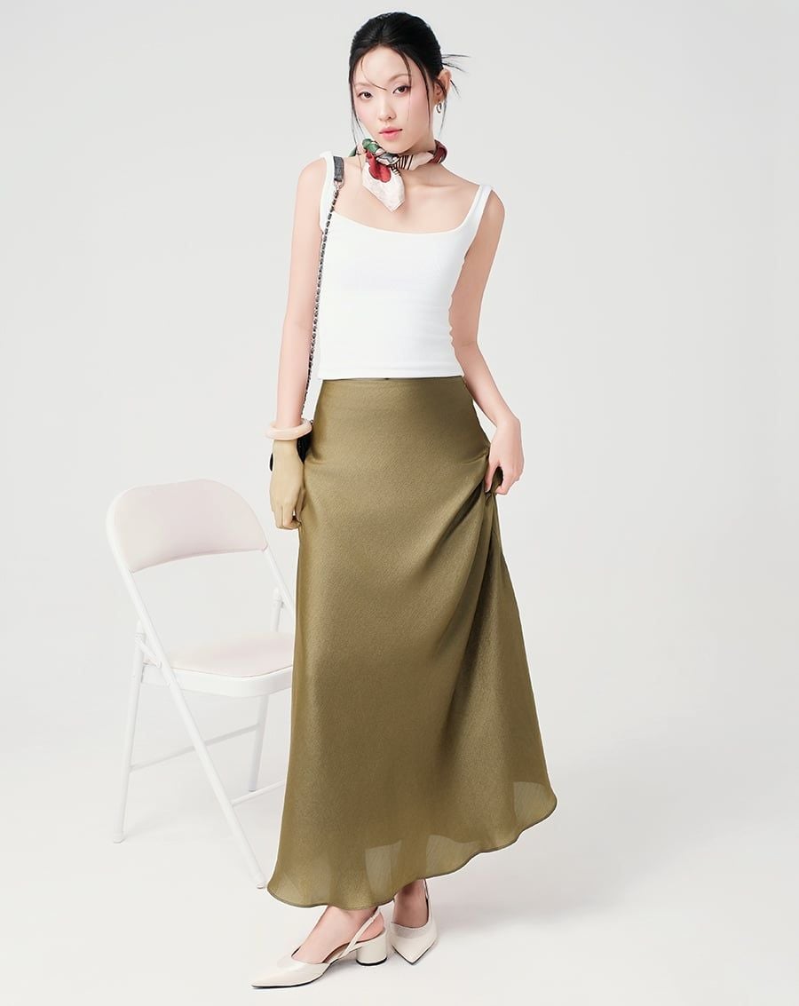  Chân váy A midi lưng liền 